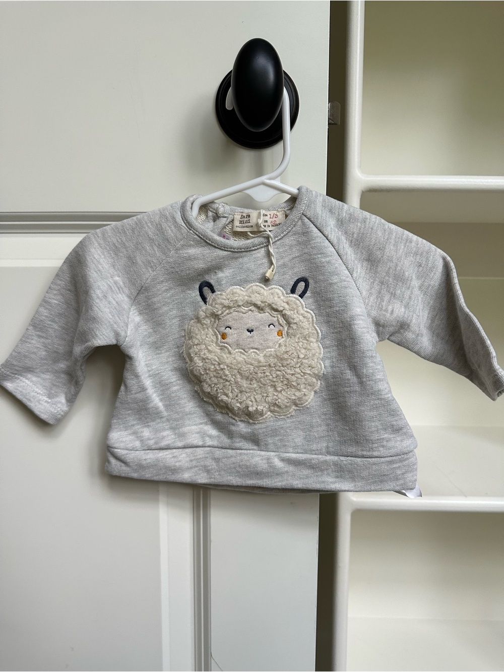 NEW Zara Baby Light Gray Sweatshirt with Cream Sheep Applique